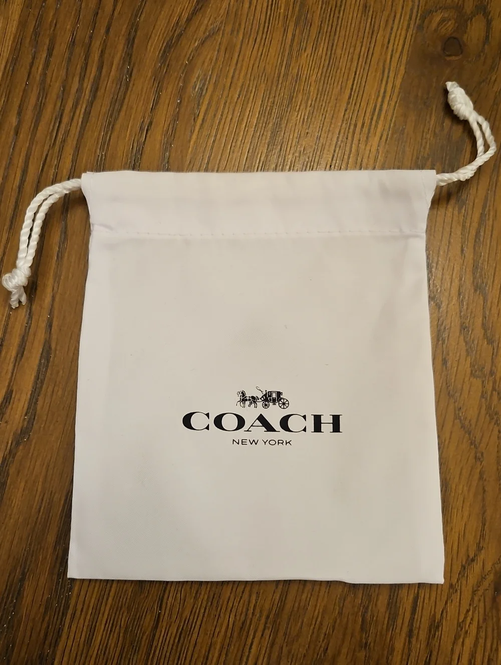 Coach White Drawstring Logo Pouch